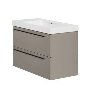 Тумба с раковиной La Fenice Elba Twin Cappuccino NFNC-01-ELB-C-90-2-3-90-2L бежевая матовая, 90 см
