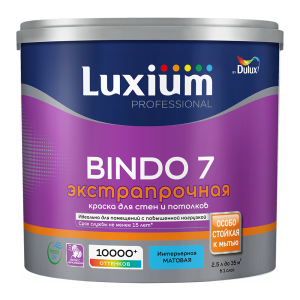 Краска для стен и потолков Luxium Bindo 7 Экстрапрочная матовая база BC 2.25 л