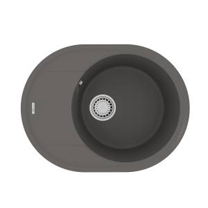 Кухонная мойка Lemark LACHA 620 9910053 врезная овальная с крылом из кварцгранита серый шелк