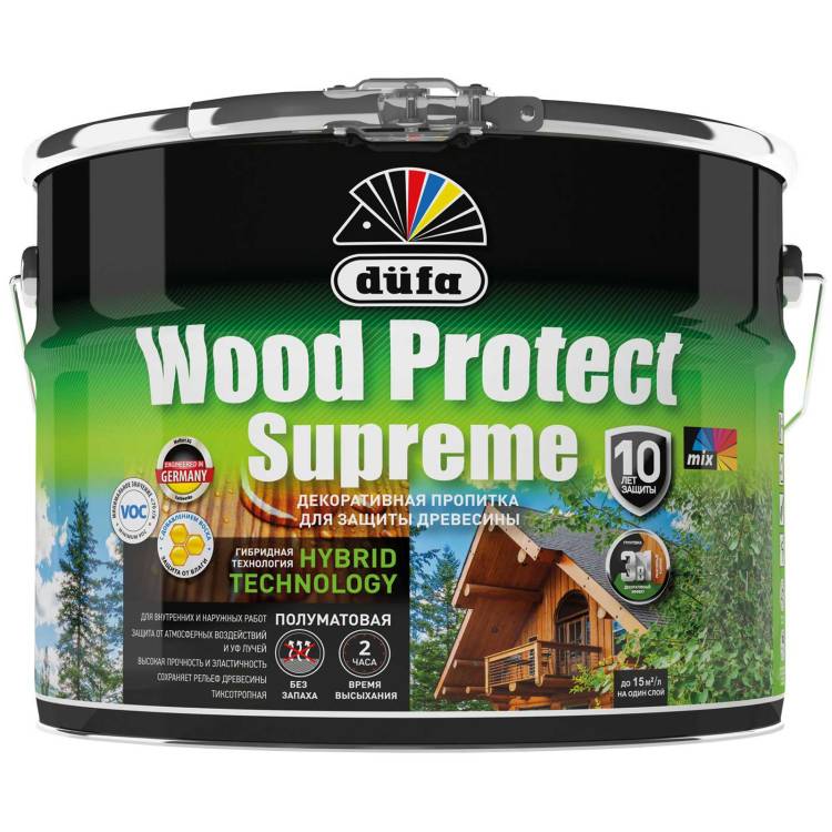 Пропитка декоративная для защиты древесины Dufa Wood Protect Supreme палисандр 9 л