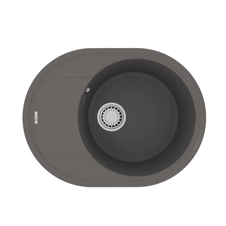 Кухонная мойка Lemark LACHA 620 9910053 врезная овальная с крылом из кварцгранита серый шелк