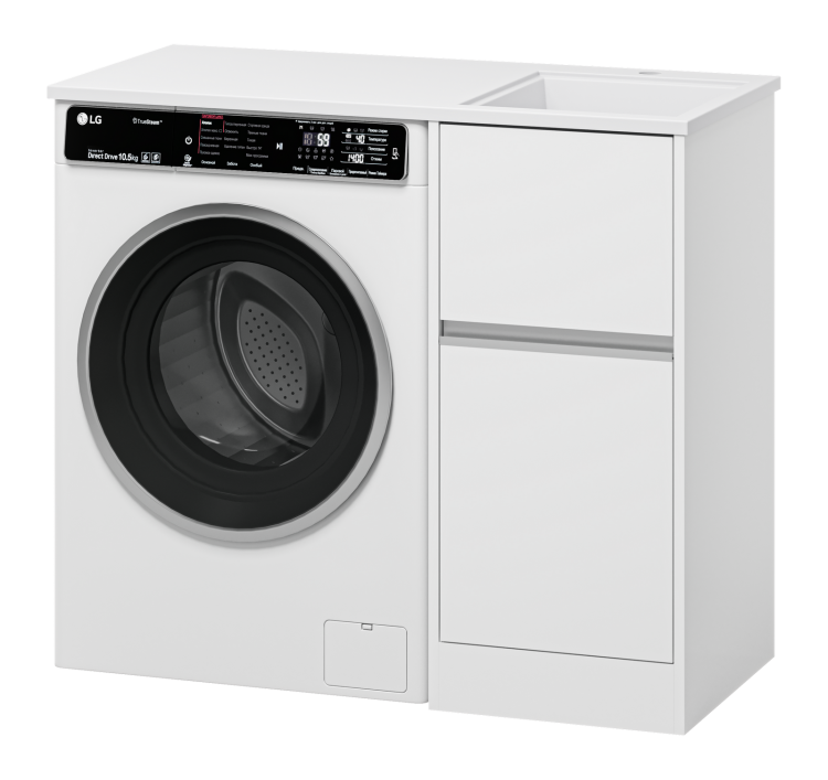 Тумба с раковиной Misty Ингрид УТ000026851 под стиральную машину, правая белая, 40 см