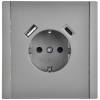 Розетка 1-местная с заземлением, шторками и USB Type A+С IEK Forte&Piano FP-R14-16-U22-018-K46 сталь фото 2