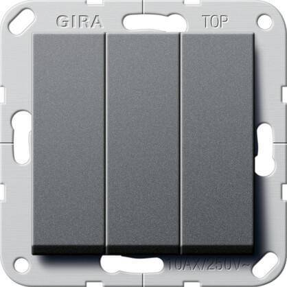 Переключатель трехклавишный Gira System 55 антрацит 283228