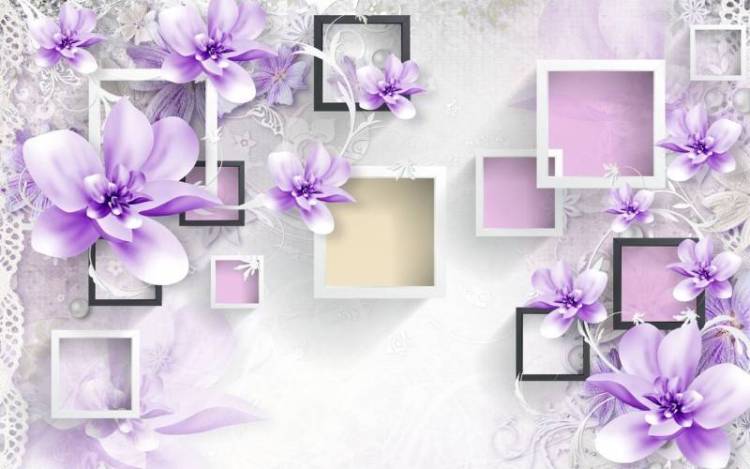 3D Фотообои Artegrafico «Обьемная цветочная композиция в сиреневых тонах» GM-171 канвас