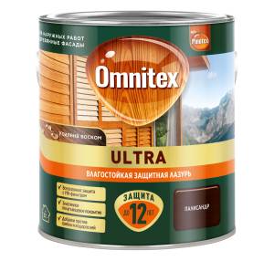 Пропитка декоративная для защиты древесины Omnitex Ultra AWB полуглянцевая палисандр 2.5 л