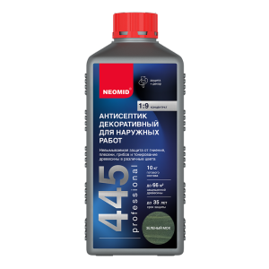Антисептик декоративный для наружных работ Neomid 445 зеленый мох 1 кг