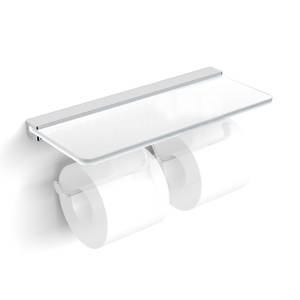 Держатель туалетной бумаги Langberger Accessories 32042B 2-ой со стеклянной полкой