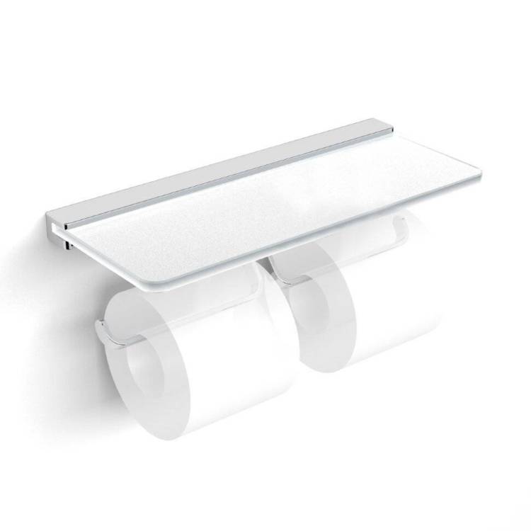Держатель туалетной бумаги Langberger Accessories 32042B 2-ой со стеклянной полкой