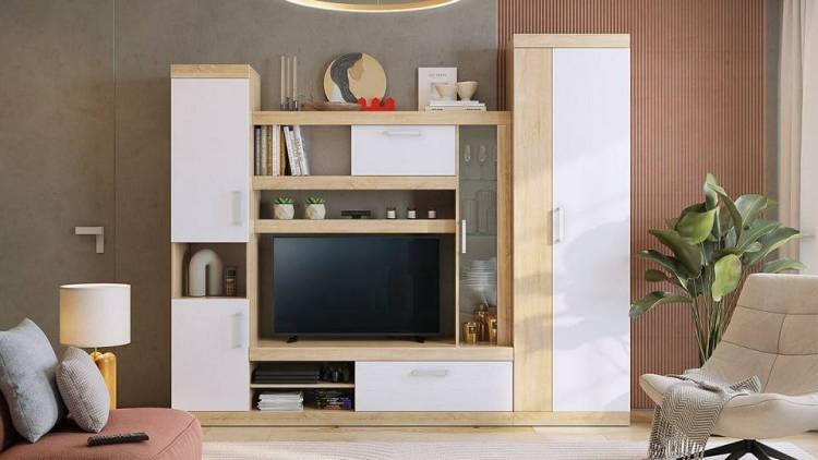 Стенка для гостиной Mebelson Макси К1 К1Макси.2724 дуб сонома/белое дерево