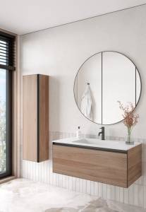 Тумба с раковиной Armadi Art Quatro 100 willow, профиль anthracite, с белой раковиной