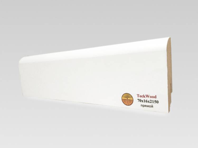 Плинтус МДФ TeckWood Белый прямой (под покраску) 2000x70x16