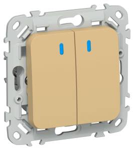 Выключатель 2-клавишный проходной IEK Flite FI-V22-1-10-1-K89 шамуа