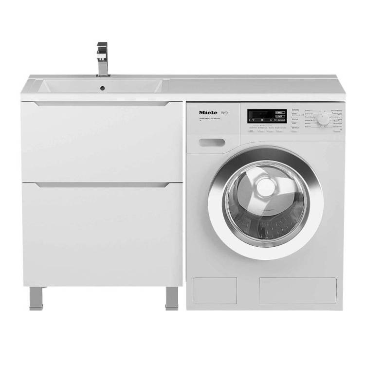 Тумба под раковину Uperwood Tanos 291120333 под стиральную машину, напольная, 2 ящика, белая, 60 см