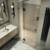 Душевая дверь в нишу MaybahGlass MGD-498-6 с добором на петлях, стекло бронза матовая, профиль черный, 1950x1200 фото 2