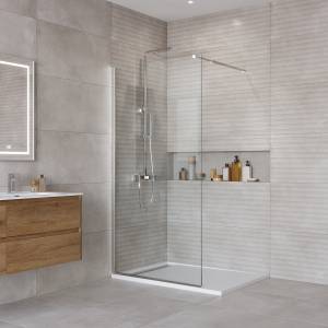 Душевая перегородка BelBagno KRAFT-L-1-90-C-Cr стекло прозрачное, профиль хром, 90x195