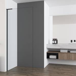 Душевая перегородка Vincea Walk in VSW-7HA900CLB профиль черный, стекло прозрачное, 90x200