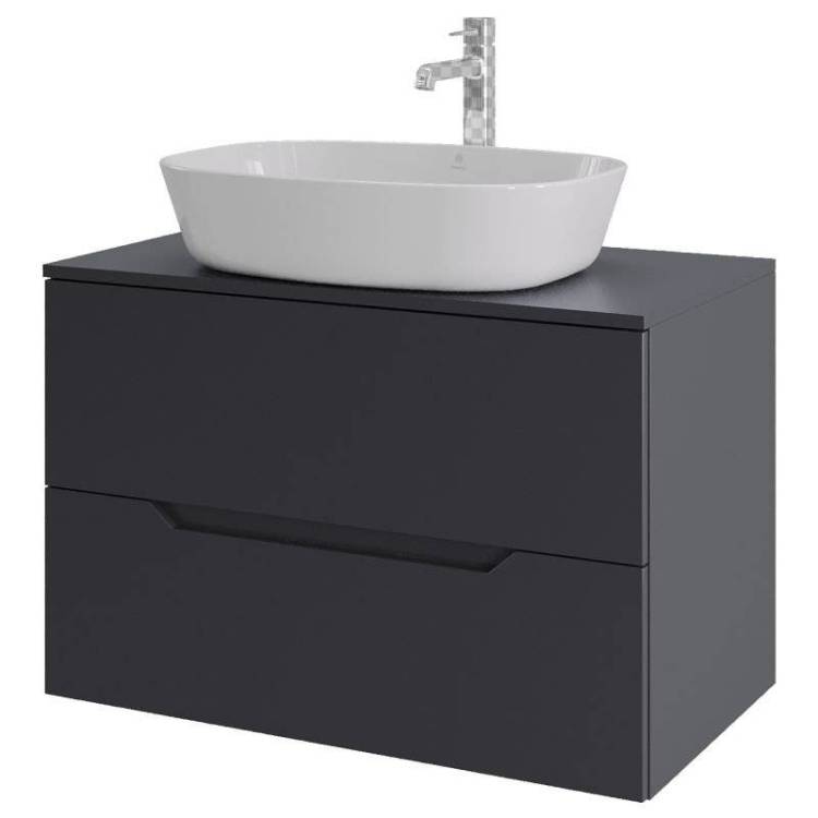 Тумба с раковиной Orange Line Li-80TugMDF+B08-500W графит матовый, 80.5 см