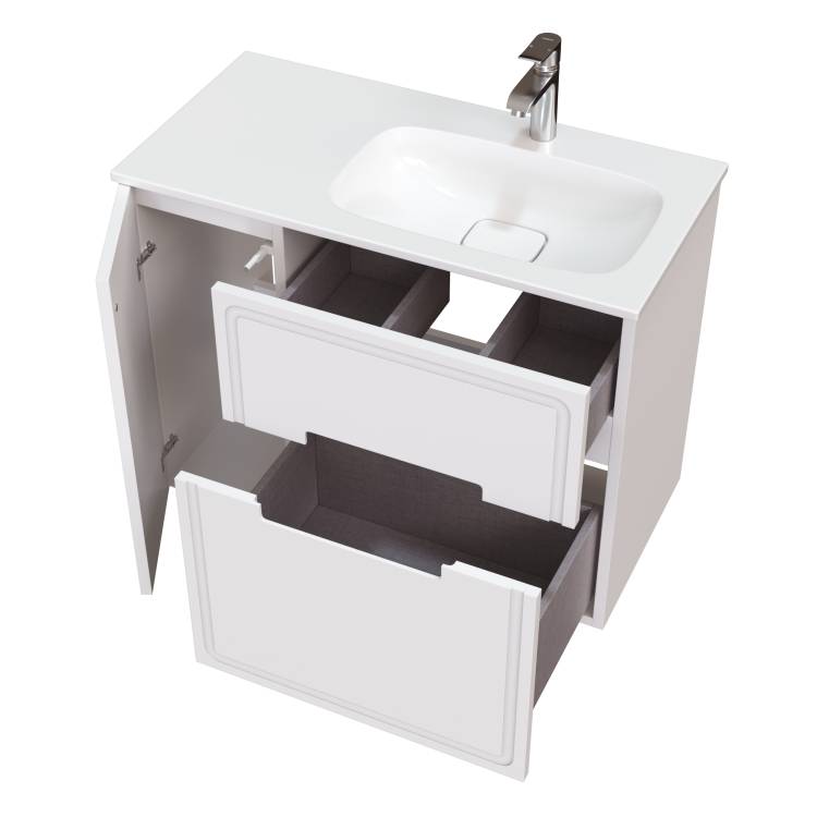 Тумба с раковиной Taliente Olejo TA-MBO-90PR(R)-blanco белая, 90 см