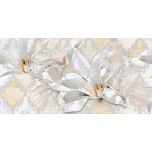 Декор Beryoza Ceramica Дубай Ромбы и цветы 5 Светло-бежевый 25x50