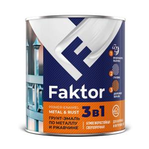 Грунт-эмаль по металлу и ржавчине 3 в 1 Faktor белая 6 кг