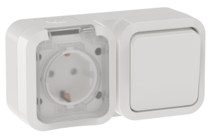 Розетка+Выключатель 1-клавишный IEK Tors TS-G10-6-55-V-K01 белый