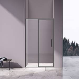 Душевая дверь в нишу Vincea Slim VDP-4SL120CLGM профиль вороненая сталь, стекло прозрачное, 120x195