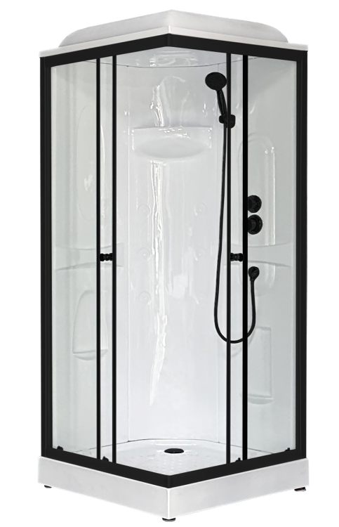 Душевая кабина Royal Bath RB 90HP1-T-BL профиль черный, стекло прозрачное, 90x90x217