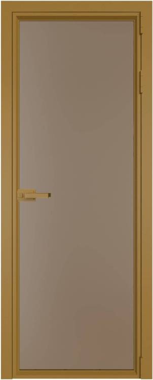 Межкомнатная дверь Profil Doors 1 AV цвет профиля Золото, стекло безопасное 6 мм монохром капучино 700x2000