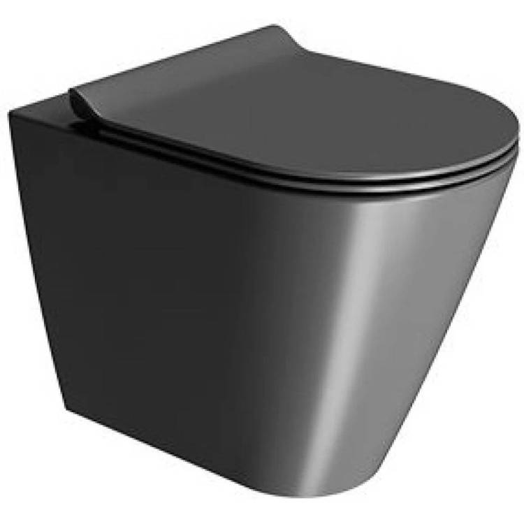 Чаша для приставного унитаза GSI Kube X 941026 безободковая, черный матовый