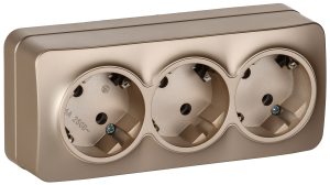 Розетка 3-местная с заземлением IEK Glory ERH31-K37M-16 шампань матовый