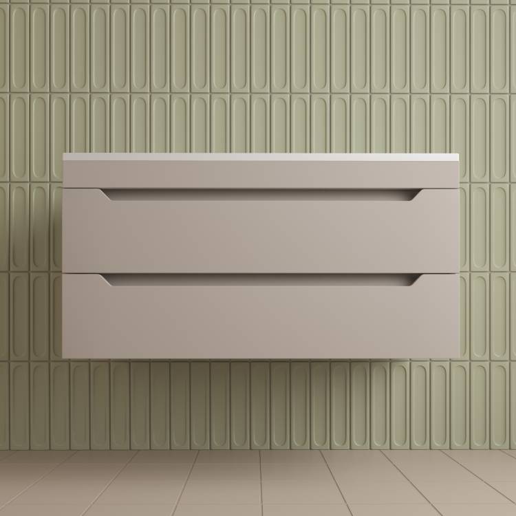 Тумба с раковиной Style Line Остин подвесная, крем, раковина серый шелк, 55x100x45