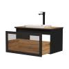 Тумба с раковиной Equil Strong 80 подвесная, с подсветкой, дуб черный, дуб эвок фото 2