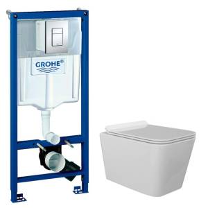 Комплект Grohe GRH772005510 Инсталляция для унитаза Grohe Rapid SL + Унитаз подвесной beWash Kraft безободковый, с сиденьем микролифт, белый глянец