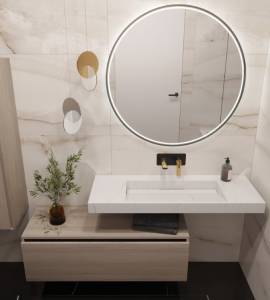 Раковина-столешница Armadi Art Flat 859-120-CLCT моноблок Calacatta 1210x452x80