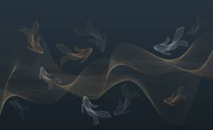 3D Фотообои Artegrafico «Золотые волны глубоко под водой» PL-105 канвас