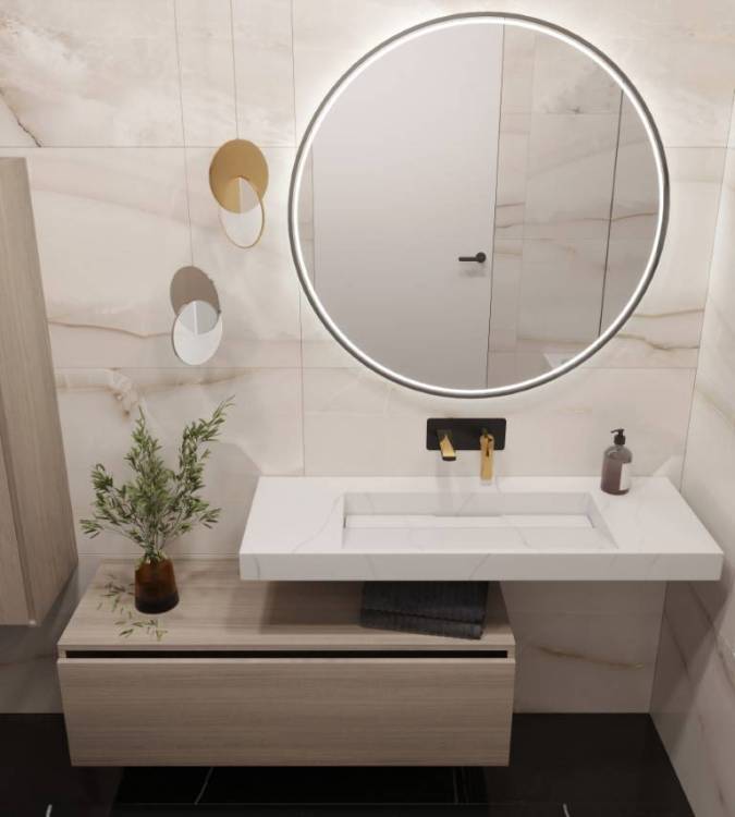 Раковина-столешница Armadi Art Flat 859-120-CLCT моноблок Calacatta 1210x452x80