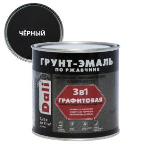Грунт-эмаль по ржавчине 3 в 1 графитовая алкидная Dali матовая черный 0.75 л