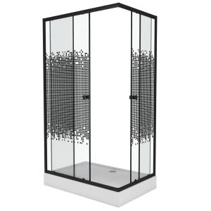 Душевой уголок Niagara Eco NG-018-14QBLACK 1000х800х1950, низкий поддон, стекло мозайка