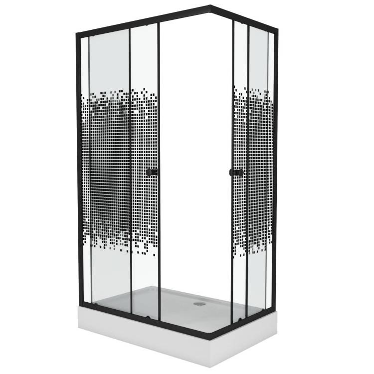 Душевой уголок Niagara Eco NG-018-14QBLACK 1000х800х1950, низкий поддон, стекло мозайка