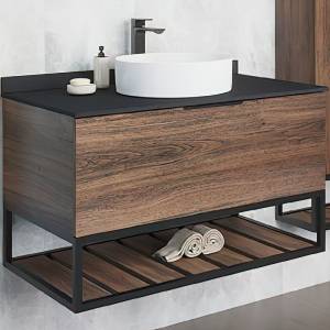 Тумба с раковиной Comforty Порто-90 00-00008927 дуб темно-коричневый