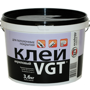 VGT КЛЕЙ АКРИЛОВЫЙ ДЛЯ ПОТОЛОЧНЫХ ПОКРЫТИЙ из пенополистирола и полиуретана (3,6кг)