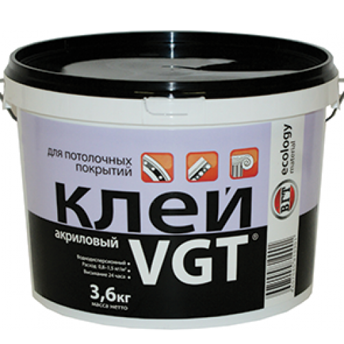 VGT КЛЕЙ АКРИЛОВЫЙ ДЛЯ ПОТОЛОЧНЫХ ПОКРЫТИЙ из пенополистирола и полиуретана (3,6кг)