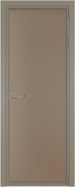 Межкомнатная дверь Profil Doors 1 AV цвет профиля Никель матовый, стекло безопасное 6 мм монохром капучино 600x2000