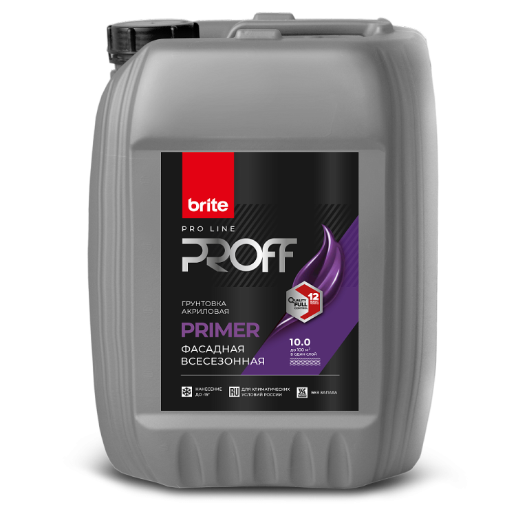 Грунтовка фасадная всесезонная Brite Pro Line Proff Primer 10 л