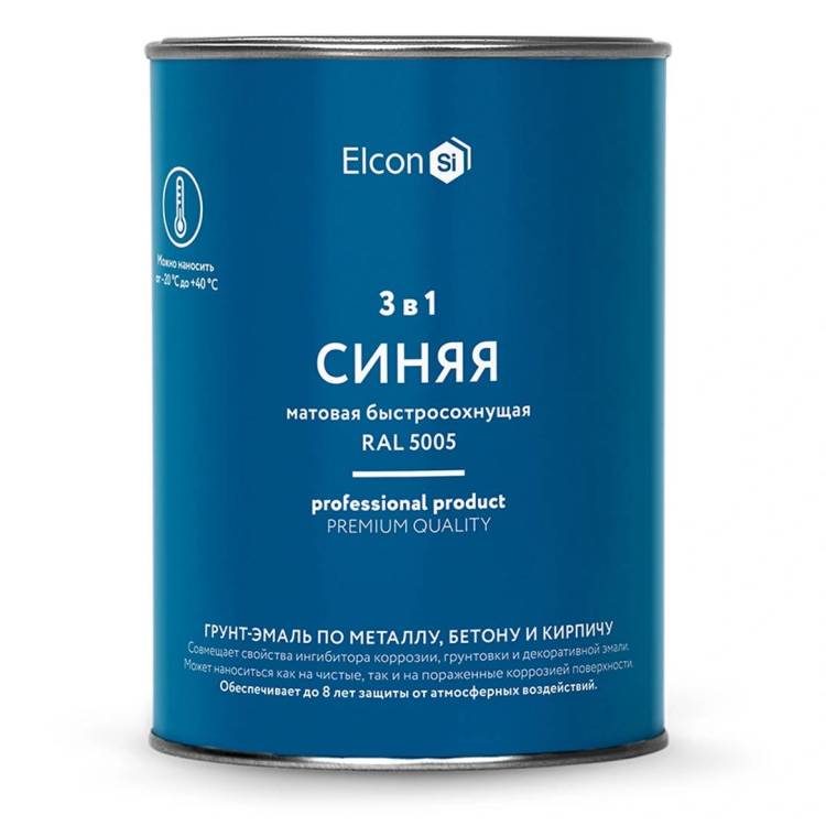 Грунт-эмаль по ржавчине 3 в 1 Elcon матовая синяя 0.8 кг