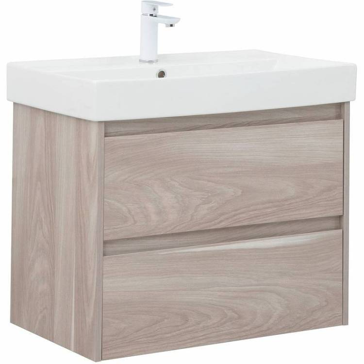 Тумба с раковиной Aquanet Nova Lite 75 305242 подвесная, орех светлый