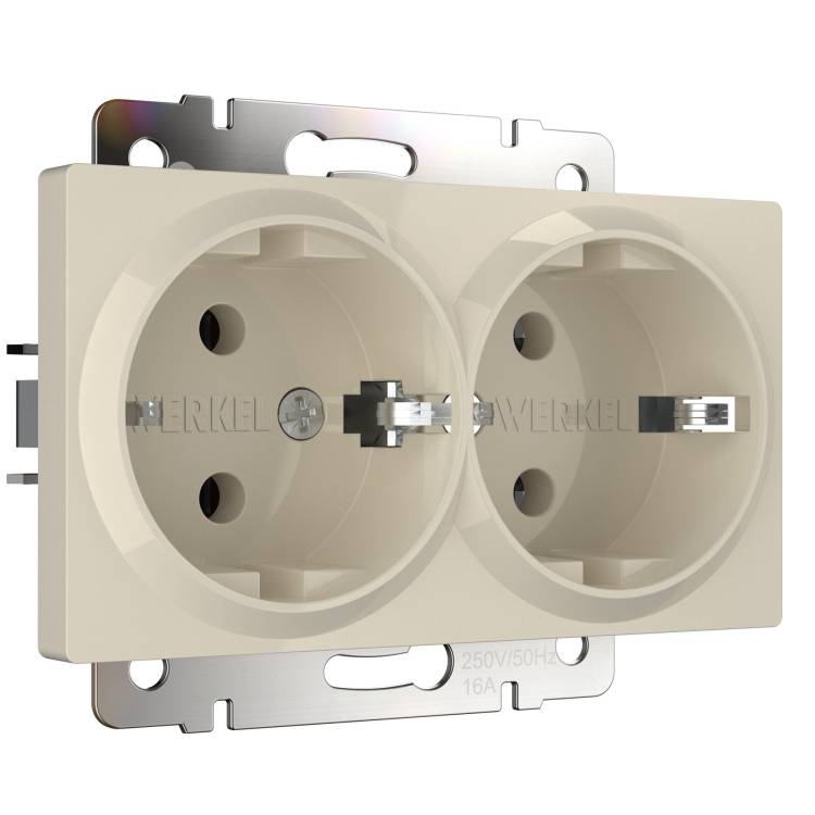 Розетка двойная с заземлением Werkel Встраиваемые механизмы W1172003