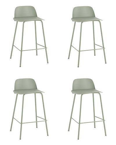 Набор из 4 полубарных стульев Stool Group Mist 8063T 65 greyish green 70077 X4 серо-зеленый