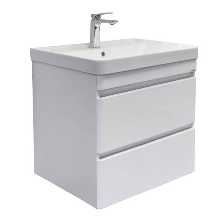 Тумба с раковиной Comforty Енисей-70П2 00-00021338 белый глянец